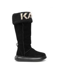 KARL LAGERFELD Kozaki KL44582 Czarny. Czarne kozaki damskie Karl Lagerfeld, ze skóry, bez obcasa, na płaskiej podeszwie. Za 979.99 zł.