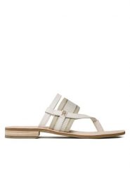Tommy Hilfiger Japonki Th Webbing Mule Sandal FW0FW07275 Biały. Białe klapki damskie Tommy Hilfiger, bez wzorów, ze skóry, bez obcasa. Za 299.99 zł.
