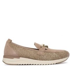 Półbuty Caprice. Brązowe półbuty damskie Caprice, bez wzorów, bez obcasa, na płaskiej podeszwie. Za 439.99 zł.