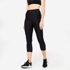 Legginsy fitness damskie Domyos krótkie. Czarne legginsy damskie DOMYOS, l, bez wzorów, z elastanu. Za 79.99 zł.