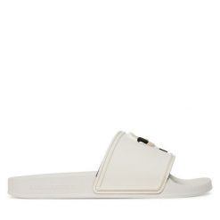 Klapki KARL LAGERFELD. Białe klapki damskie Karl Lagerfeld, bez wzorów, bez obcasa. Za 389.99 zł.