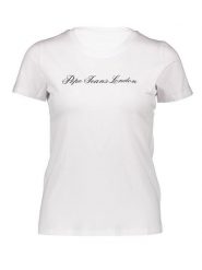 Pepe Jeans Koszulka w kolorze białym rozmiar: M. Białe bluzki damskie Pepe Jeans, m, bez wzorów, z jeansu, bez kołnierzyka, bez ramiączek. Za 83.42 zł.