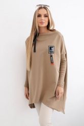 Bluza oversize z asymetrycznymi bokami camelowa. Bluzy bez kaptura damskie KESI, l, z bawełny. Za 209.11 zł.
