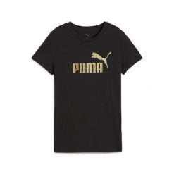 Damska koszulka z logo NO. 1 ESS METALLIC PUMA Black Metallic Gold. Czarne bluzki damskie Puma, l, bez wzorów, bez ramiączek. Za 80.99 zł.