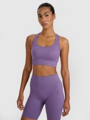 4F Biustonosz treningowy z niskim wsparciem damski - różowy M/L. Czerwone biustonosze sportowe damskie 4f, bez wzorów, z dzianiny. Za 99.99 zł.