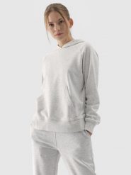 4F Bluza dresowa nierozpinana z kapturem damska - szara XXL. Szare bluzy sportowe damskie 4f, xs, z bawełny. W wyprzedaży za 99.99 zł.