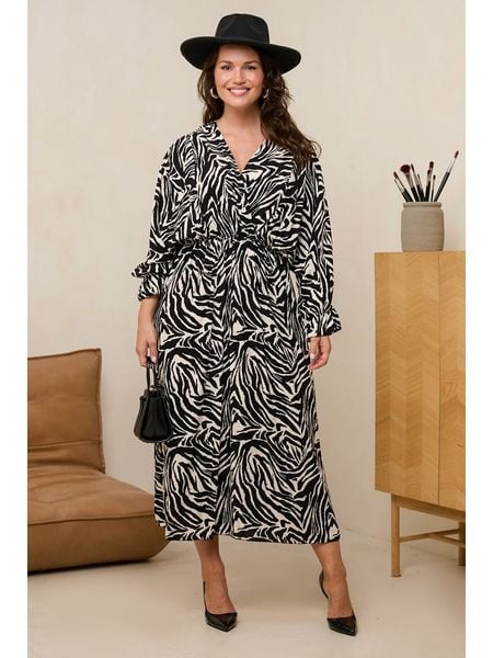 Curvy Lady Sukienka w kolorze czarno-kremowym rozmiar: 40/42. Brązowe sukienki damskie Curvy Lady, bez wzorów, z wiskozy, klasyczne, bez kołnierzyka, bez ramiączek, maxi, rozkloszowane. Za 163.95 zł.
