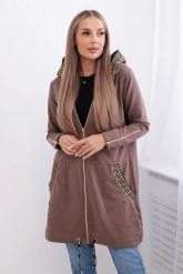 Bluza z ozdobną taśmą mocca. Bluzy z kapturem damskie KESI, l, z bawełny. Za 263.47 zł.