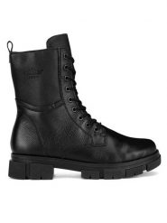 Rieker Trzewiki Y7116-00 Czarny. Czarne botki damskie Rieker, ze skóry, bez obcasa, na płaskiej podeszwie, bez zapięcia. Za 293.99 zł.