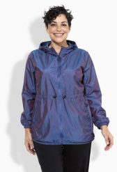 Damskie Kurtka funkcyjna błyszcząca hydrofobowa kaptur. Fioletowe kurtki damskie Ulla Popken, plus size, bez wzorów, z materiału, z kapturem. Za 429.99 zł.