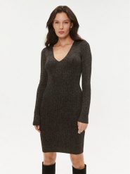 TWINSET Sukienka dzianinowa 232TT3272 Czarny Slim Fit. Czarne sukienki damskie Twinset, m, bez wzorów, z dzianiny, bez kołnierzyka, bez ramiączek. Za 469.99 zł.