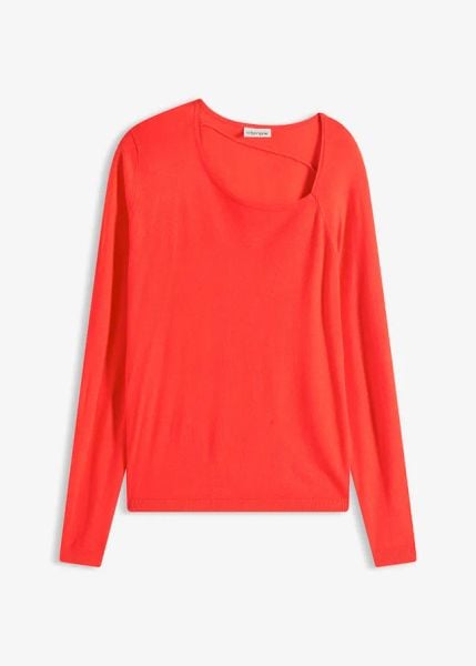 Sweter z lejącej mieszanki wiskozy. Czerwone swetry klasyczne damskie bonprix, z wiskozy, bez kołnierzyka. Za 89.99 zł.