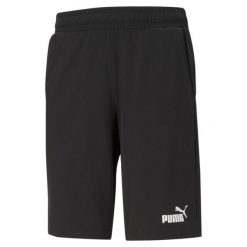 Męskie szorty z dżerseju Essentials PUMA Black. Czarne szorty męskie Puma, bez wzorów, z dżerseju, sportowe. Za 183.50 zł.