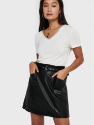 ONLY Spódnica z imitacji skóry Heidi 15229099 Czarny Regular Fit. Czarne spódniczki damskie Only, xs, bez wzorów, ze skóry. Za 119.99 zł.