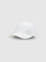 4F Czapka z daszkiem strapback uniseks - biała L/XL. Białe czapki z daszkiem damskie 4f, bez wzorów, z bawełny. W wyprzedaży za 39.99 zł.