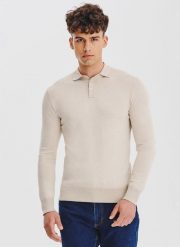 Sweter polo w kolorze beżowym. Brązowe swetry męskie Pako Lorente, na jesień, m, bez wzorów, z poliamidu, bez kołnierzyka. Za 299.99 zł.