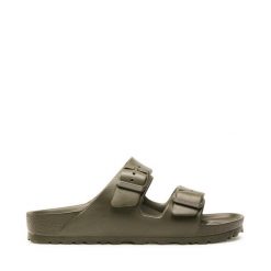 Klapki Birkenstock. Zielone klapki damskie Birkenstock, bez wzorów, bez obcasa. Za 189.99 zł.