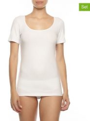 COTONELLA Koszulki (2 szt.) w kolorze białym rozmiar: XL. Białe t-shirty damskie Cotonella, xl, bez wzorów, bez kołnierzyka. Za 52.99 zł.