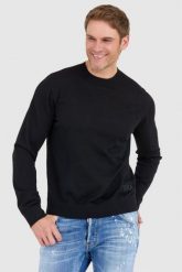 DSQUARED2 Czarny sweter męski ibra. Czarne swetry męskie Dsquared2, l, bez wzorów, bez kołnierzyka. W wyprzedaży za 799.99 zł.
