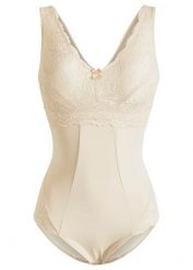 Body shape bez fiszbinów, średni stopień modelowania sylwetki. Brązowe body damskie bonprix, bez wzorów. Za 139.99 zł.