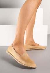 Ciemnobeżowe Espadryle Balerinki z Przeszyciami Firalissea. Brązowe baleriny damskie Renee, bez wzorów, bez obcasa, na obcasie. Za 49.99 zł.