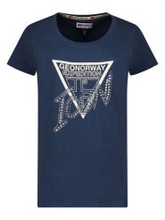 Geographical Norway Koszulka "Jalimar" w kolorze granatowym rozmiar: XL. Niebieskie bluzki damskie Geographical Norway, xl, bez wzorów, bez kołnierzyka, bez ramiączek. Za 57.45 zł.