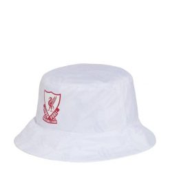 Kapelusz typu bucket Liverpool FC. Białe kapelusze damskie Adidas, bez wzorów, z materiału. Za 119.00 zł.