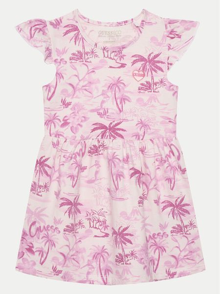 Guess Sukienka letnia K5GK14 K6YW4 Różowy Regular Fit. Czerwone sukienki dziewczęce Guess, na lato, z aplikacjami, z bawełny, bez ramiączek. Za 149.99 zł.