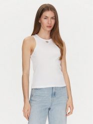 TWINSET Top 251TP2550 Biały Slim Fit. Białe topy damskie Twinset, m, bez wzorów, z bawełny, bez kołnierzyka. Za 209.99 zł.