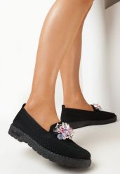 Czarne Tenisówki z Kryształkami i Delikatną Perforacą Gelle. Czarne trampki i tenisówki damskie Born2be, bez wzorów. Za 59.99 zł.