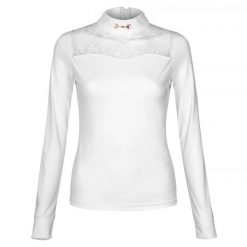 Koszulka jeździecka konkursowa damska EQUESTRIAN QUEEN Sienna 25AW. Białe t-shirty damskie EQUESTRIAN QUEEN, m, z aplikacjami, z koronki, bez kołnierzyka. Za 198.99 zł.