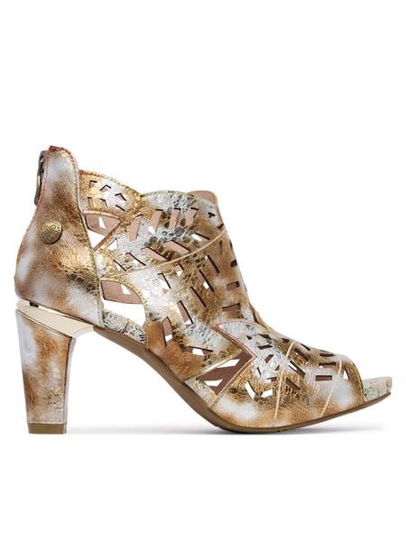 Laura Vita Sandały Albane 48 Złoty. Żółte sandały damskie Laura Vita, bez wzorów, ze skóry, bez obcasa, na słupku. Za 529.99 zł.