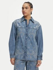 Liu Jo Koszula jeansowa UA6145 D0313 Niebieski Regular Fit. Niebieskie koszule damskie Liu Jo, bez wzorów, z jeansu, bez kołnierzyka, bez ramiączek. Za 729.99 zł.