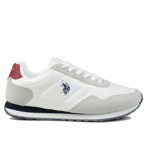 Buty męskie sportowe sneakersy U.S. Polo Assn. Białe buty sportowe na co dzień męskie U.S. Polo Assn., z jeansu, bez zapięcia, trekkingowe. Za 199.00 zł.