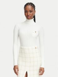 Elisabetta Franchi Golf MK-05B-66E2-V350 Biały Slim Fit. Białe golfy damskie Elisabetta Franchi, bez wzorów, z lyocellu, bez ramiączek. Za 1,499.00 zł.