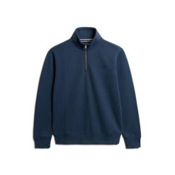 Bluza Superdry Essential Logo Henley. Niebieskie bluzy bez kaptura męskie Superdry., xl, prążkowane. Za 318.10 zł.