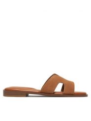 DeeZee Klapki DZ-S8A Brązowy. Brązowe klapki damskie DeeZee, bez wzorów, ze skóry, bez obcasa. Za 139.99 zł.