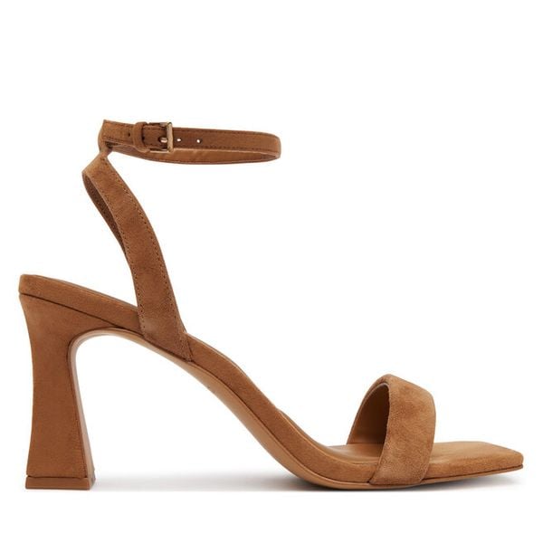 Sandały Aldo. Brązowe sandały damskie Aldo, bez wzorów, bez obcasa, na słupku. Za 379.99 zł.