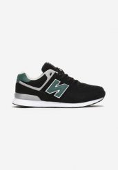 Czarno-Zielone Buty Sportowe do Kostki z Ozdobną Wstawką i Modnymi Naszywkami Reygan. Czarne buty sportowe na co dzień męskie Born2be, bez zapięcia. Za 129.99 zł.