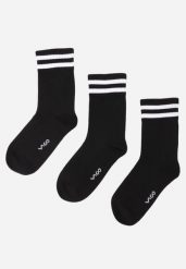 Czarne 3-pack Skarpety za Kostkę z Bawełną i Ozdobnymi Paskami Jellik. Czarne skarpetki damskie Renee, bez wzorów, z bawełny. Za 29.99 zł.