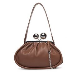Torebka Weekend Max Mara. Brązowe torebki wieczorowe Weekend Max Mara, bez wzorów, wizytowe, bez kołnierzyka, bez ramiączek. Za 2,084.00 zł.