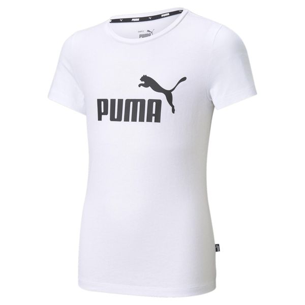 Koszulka dziecięca Puma Essential Logo. Białe bluzki sportowe damskie Puma, z bawełny, bez kołnierzyka, bez ramiączek. Za 68.80 zł.