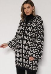 Czarno-Biały Rozpinany Kardigan z Kapturem z Motywem Liter Belletusa. Czarne kardigany damskie Born2be, l, bez wzorów, z jeansu. Za 119.99 zł.