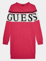 Guess Sukienka dzianinowa J3BK16 Z38B0 Różowy Regular Fit. Czerwone sukienki dziewczęce Guess, z aplikacjami, z bawełny, bez ramiączek. Za 229.99 zł.