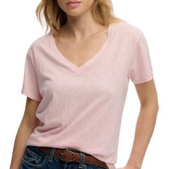 Koszulka damska Superdry Studios Slub. Czerwone t-shirty damskie Superdry., l, bez wzorów, z bawełny, bez kołnierzyka. Za 133.05 zł.