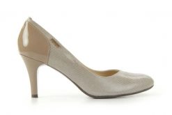 Czółenka Bayla-Em JL6446-277 Kawa, Beż/Szary, Skóra naturalna - 36. Szare czółenka damskie Bayla, bez wzorów, z materiału, bez obcasa. W wyprzedaży za 62.10 zł.