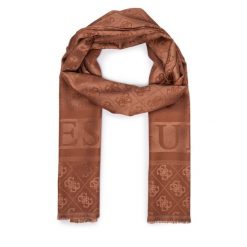Szal Guess. Brązowe szaliki i kominy damskie Guess, z aplikacjami. Za 194.99 zł.