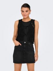ONLY Kamizelka dzianinowa w kolorze czarnym rozmiar: XL. Czarne kamizelki damskie Only, xl, z bawełny. Za 65.85 zł.