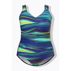 Damski Kostium kąpielowy marszczenie miękkie miseczki. Niebieskie stroje jednoczęściowe damskie Ulla Popken, plus size, bez wzorów, plus size. W wyprzedaży za 203.99 zł.