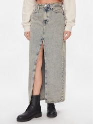 Calvin Klein Jeans Spódnica jeansowa Front Split Maxi Denim Skirt J20J222869 Niebieski Slim Fit. Niebieskie spódniczki damskie Calvin Klein Jeans, bez wzorów, z bawełny, maxi. Za 339.99 zł.